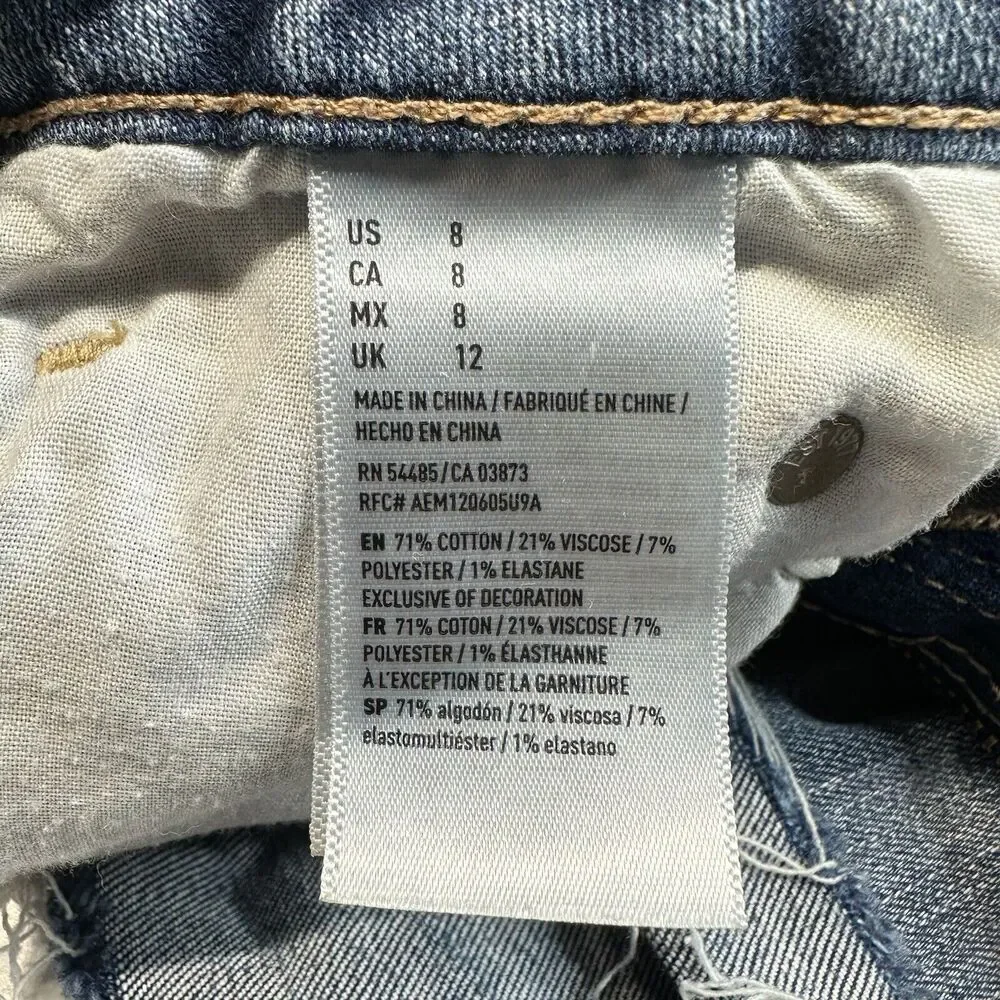 American Eagle Shorts Hi-Rise Shortie 8 Next Level Denim Jean Distress EUC